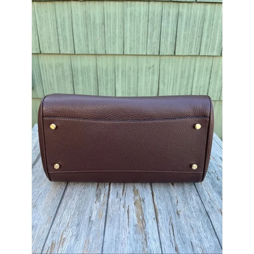 Coach Rowan Large Satchel Pebbled Leather Maple Bag Purse